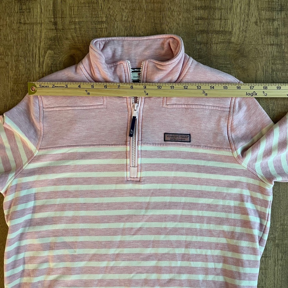 Vineyard Vines Womens Pink Striped Shep Shirt Quarter Zip Pullover Size M - Picture 8 of 8